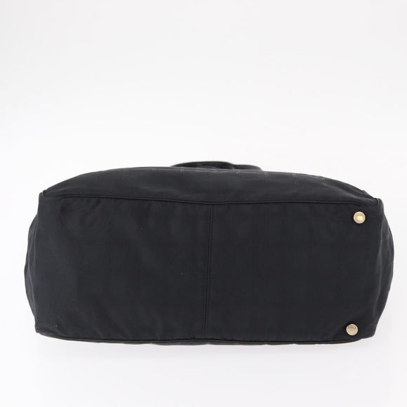 CHANEL New Travel Line Tote Bag Nylon Black gold CC Auth am9695