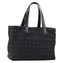 CHANEL New Travel Line Tote Bag Nylon Black gold CC Auth am9696-1