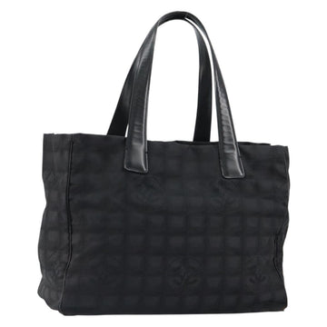 CHANEL New Travel Line Tote Bag Nylon Black gold CC Auth am9696