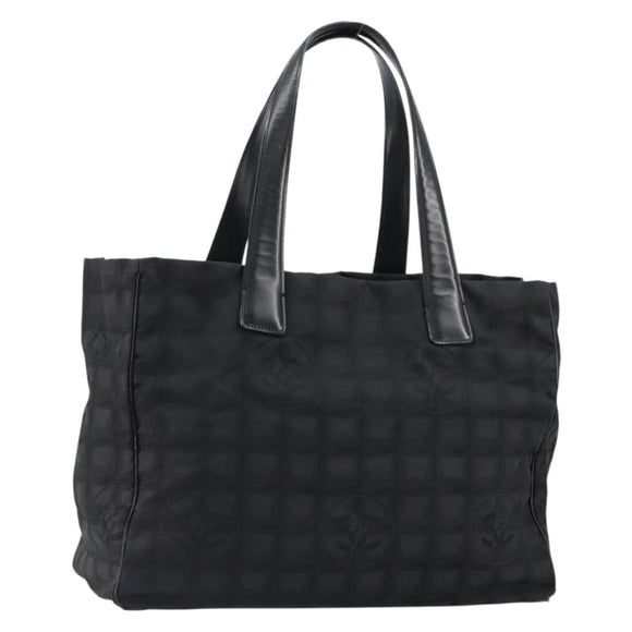 CHANEL New Travel Line Tote Bag Nylon Black gold CC Auth am9696