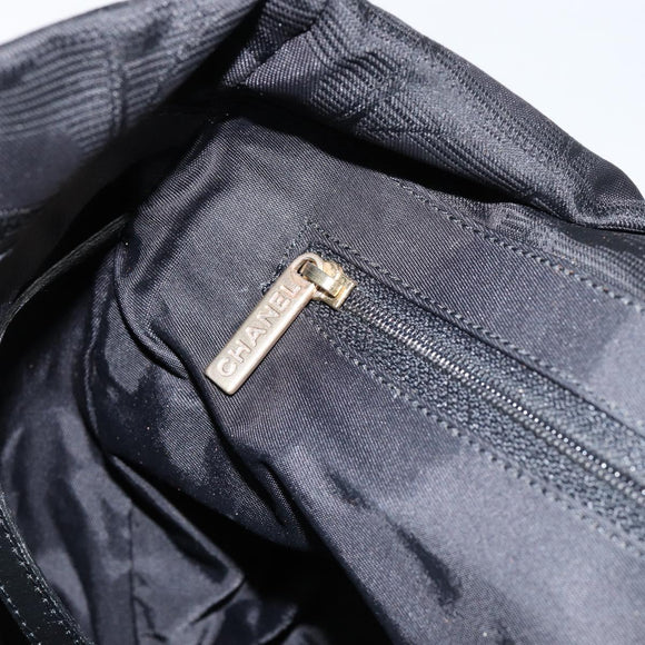 CHANEL New Travel Line Tote Bag Nylon Black gold CC Auth am9696