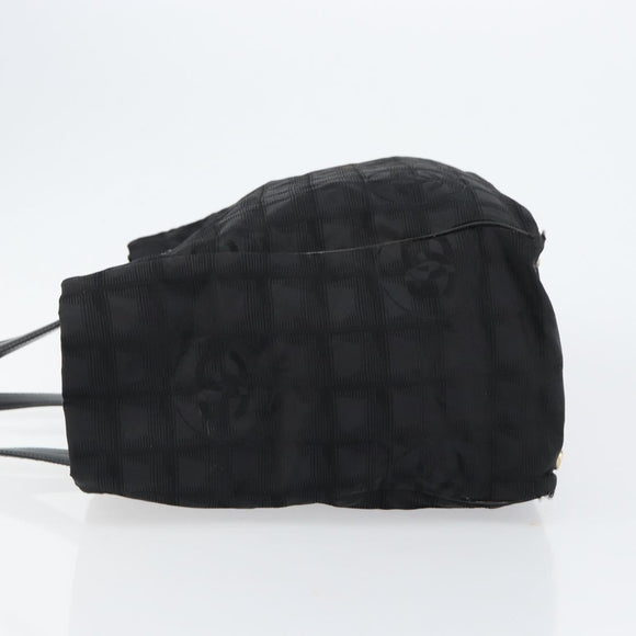 CHANEL New Travel Line Tote Bag Nylon Black gold CC Auth am9696