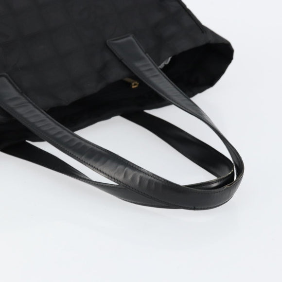 CHANEL New Travel Line Tote Bag Nylon Black gold CC Auth am9696