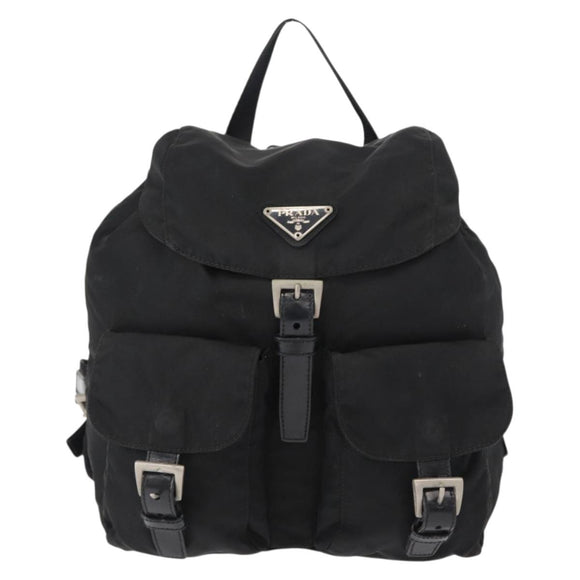 PRADA Backpack Nylon Black Silver Auth am9697