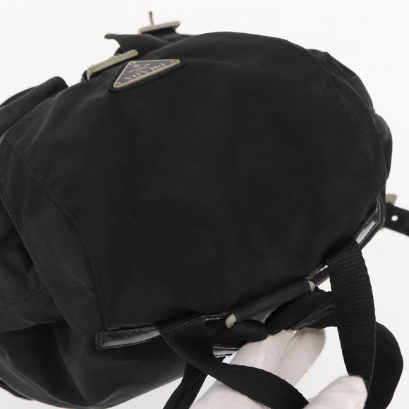PRADA Backpack Nylon Black Silver Auth am9697