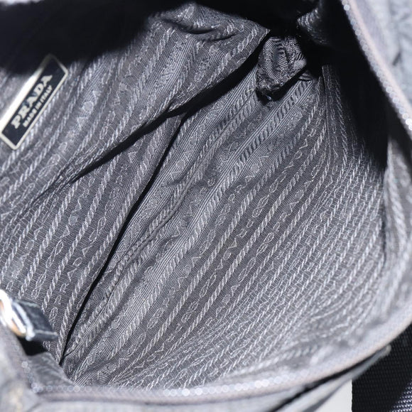 PRADA Shoulder Bag Nylon Black Silver Auth am9698