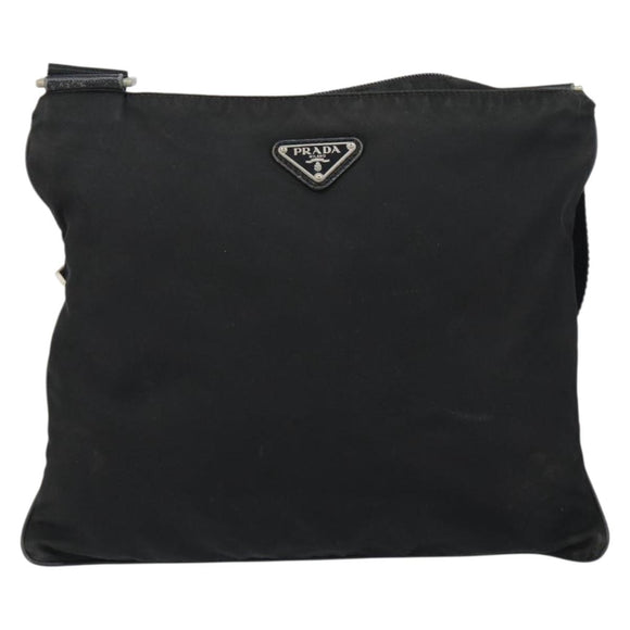PRADA Shoulder Bag Nylon Black Silver Auth am9698