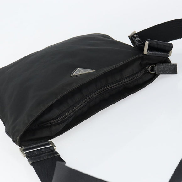 PRADA Shoulder Bag Nylon Black Silver Auth am9698