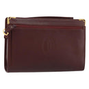 CARTIER Must Line Clutch Bag Leather Bordeaux Gold Auth am9700-1