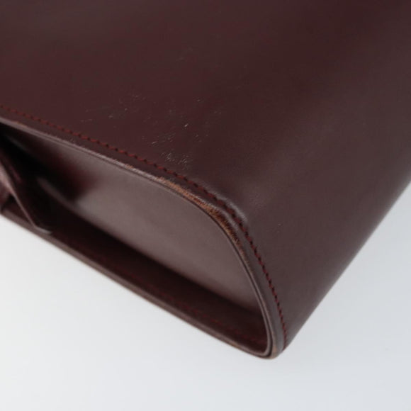 CARTIER Must Line Clutch Bag Leather Bordeaux Gold Auth am9700
