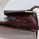 CARTIER Must Line Clutch Bag Leather Bordeaux Gold Auth am9700-15