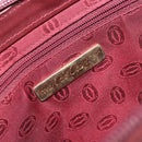 CARTIER Must Line Clutch Bag Leather Bordeaux Gold Auth am9700-16
