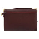 CARTIER Must Line Clutch Bag Leather Bordeaux Gold Auth am9700-2