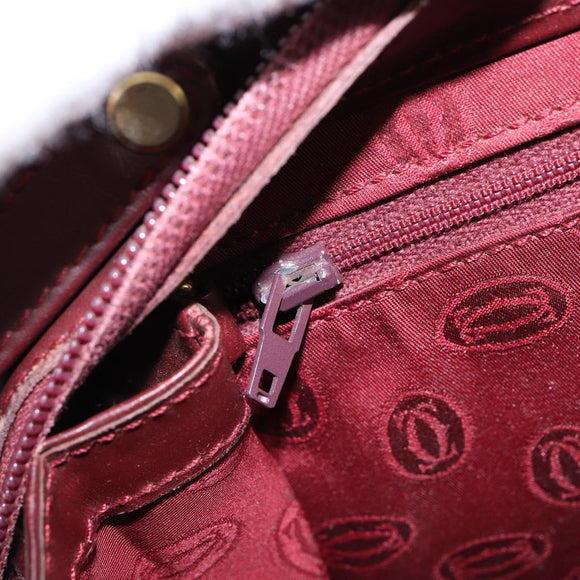 CARTIER Must Line Clutch Bag Leather Bordeaux Gold Auth am9700