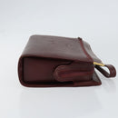CARTIER Must Line Clutch Bag Leather Bordeaux Gold Auth am9700-4
