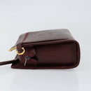 CARTIER Must Line Clutch Bag Leather Bordeaux Gold Auth am9700-5