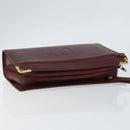 CARTIER Must Line Clutch Bag Leather Bordeaux Gold Auth am9700-6