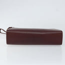 CARTIER Must Line Clutch Bag Leather Bordeaux Gold Auth am9700-7