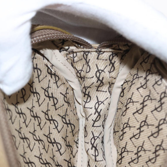 SAINT LAURENT Shoulder Bag PVC Leather Beige Auth am9701