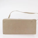 Salvatore Ferragamo Gancini Hand Bag Leather 2way Beige Silver Auth am9702-11