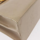Salvatore Ferragamo Gancini Hand Bag Leather 2way Beige Silver Auth am9702-12