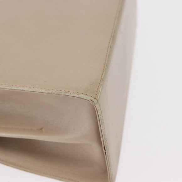 Salvatore Ferragamo Gancini Hand Bag Leather 2way Beige Silver Auth am9702