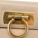 Salvatore Ferragamo Gancini Hand Bag Leather 2way Beige Silver Auth am9702-16