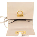 Salvatore Ferragamo Gancini Hand Bag Leather 2way Beige Silver Auth am9702-17