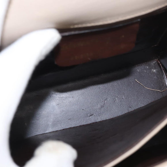 Salvatore Ferragamo Gancini Hand Bag Leather 2way Beige Silver Auth am9702