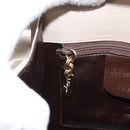 Salvatore Ferragamo Gancini Hand Bag Leather 2way Beige Silver Auth am9702-23