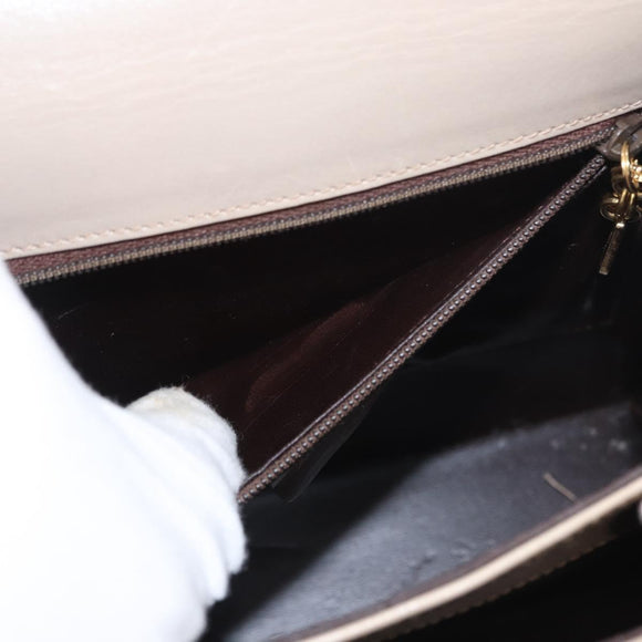 Salvatore Ferragamo Gancini Hand Bag Leather 2way Beige Silver Auth am9702