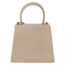 Salvatore Ferragamo Gancini Hand Bag Leather 2way Beige Silver Auth am9702-3