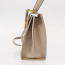 Salvatore Ferragamo Gancini Hand Bag Leather 2way Beige Silver Auth am9702-4