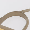 Salvatore Ferragamo Gancini Hand Bag Leather 2way Beige Silver Auth am9702-8