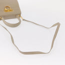 Salvatore Ferragamo Gancini Hand Bag Leather 2way Beige Silver Auth am9702-9