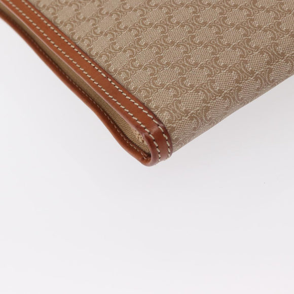 CELINE Macadam Canvas Clutch Bag PVC Beige Gold Auth am9703
