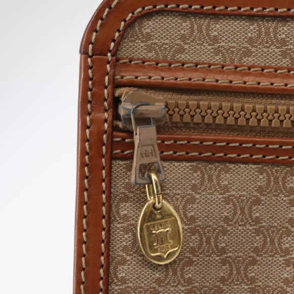 CELINE Macadam Canvas Clutch Bag PVC Beige Gold Auth am9703