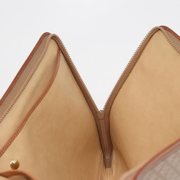 CELINE Macadam Canvas Clutch Bag PVC Beige Gold Auth am9703