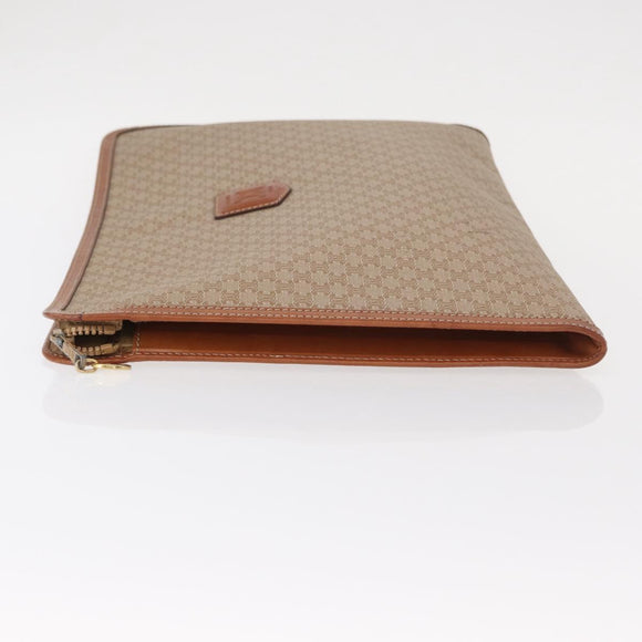 CELINE Macadam Canvas Clutch Bag PVC Beige Gold Auth am9703