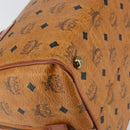 MCM Logogram Vicetos Boston Bag PVC Leather Brown Gold Auth am9704-16