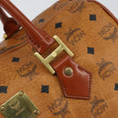 MCM Logogram Vicetos Boston Bag PVC Leather Brown Gold Auth am9704-17