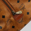 MCM Logogram Vicetos Boston Bag PVC Leder Braun Gold Auth am9704-10
