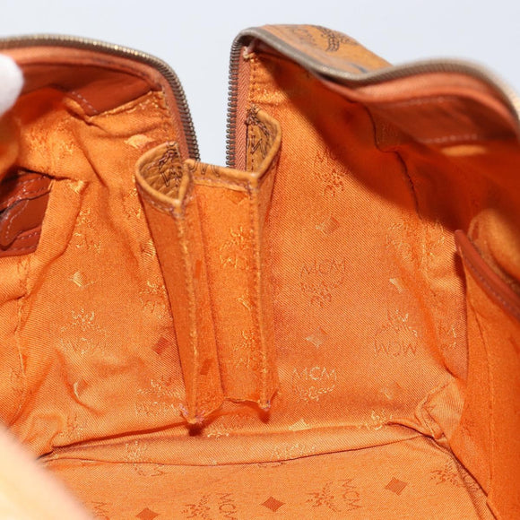 MCM Logogram Vicetos Boston Bag PVC Leather Brown Gold Auth am9704