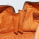 MCM Logogram Vicetos Boston Bag PVC Leather Brown Gold Auth am9704-19