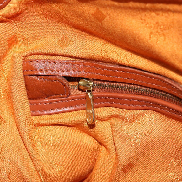 MCM Logogram Vicetos Boston Bag PVC Leather Brown Gold Auth am9704