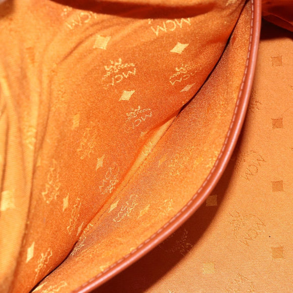 MCM Logogram Vicetos Boston Bag PVC Leather Brown Gold Auth am9704