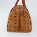MCM Logogram Vicetos Boston Bag PVC Leder Braun Gold Auth am9704-4