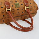 MCM Logogram Vicetos Boston Bag PVC Leather Brown Gold Auth am9704-7