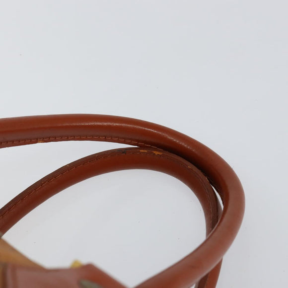 MCM Logogram Vicetos Boston Bag PVC Leather Brown Gold Auth am9704