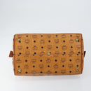 MCM Logogram Vicetos Boston Bag PVC Leder Braun Gold Auth am9704-5